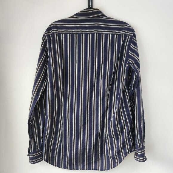 Etro Men's Button Down Long Sleeve Dress Shirt Blue Striped Modern Size 40 (M) - Picture 2 of 8